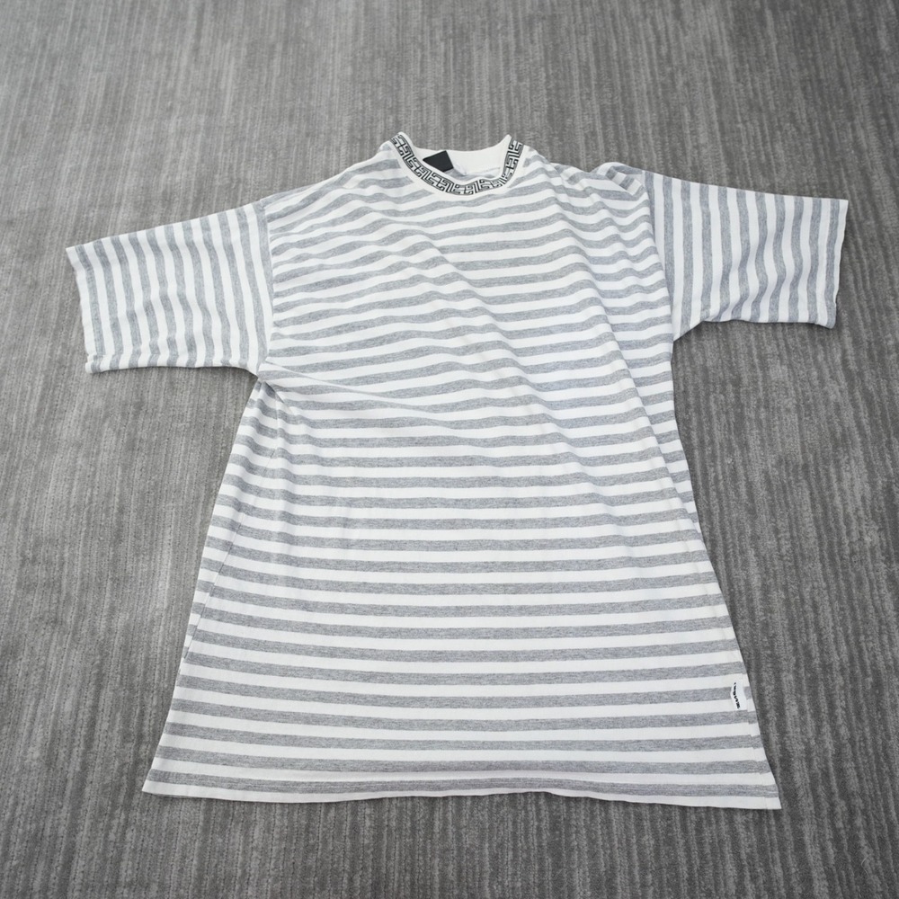 Rush Striped T Shirt Vintage 90's Men White Gray Greek Textured Small Medium